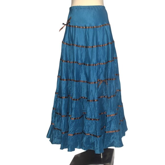 Rare Vintage Betsey Johnson 90s Y2K Full Maxi Skirt Ribbon Stripes S M As Is - Picture 3 of 13